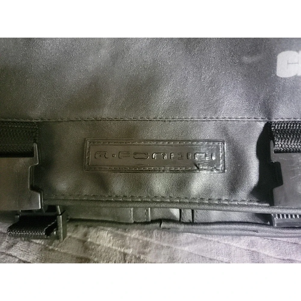 A. FOMENI Leather Briefcase  Black Messenger Work‎ Bag